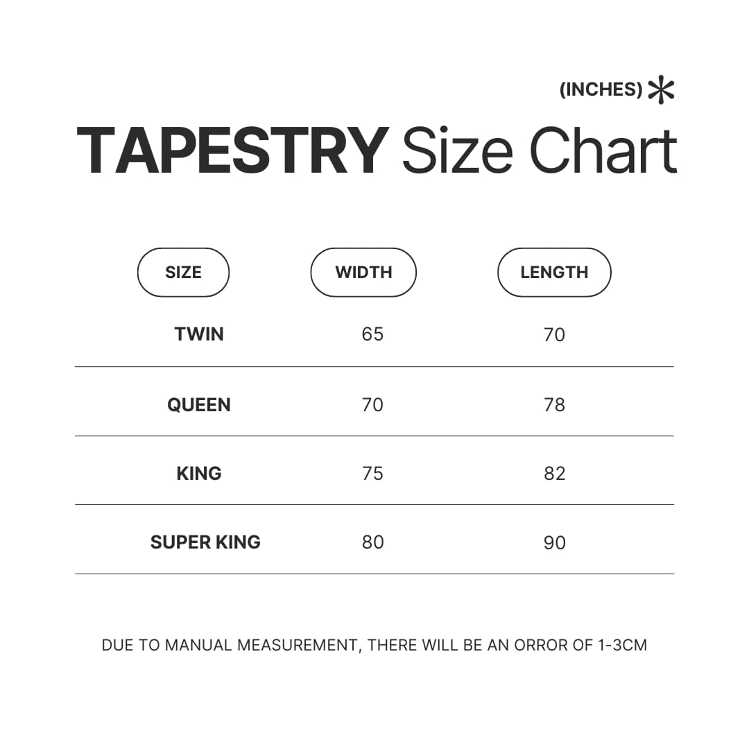 Tapestry Size Chart - Sleep Token Band Store